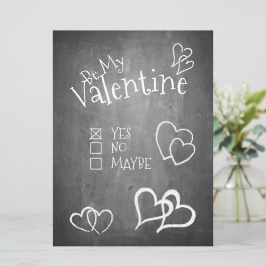 Seien Sie mein Valentin auf Kreidebrett (Stehend Vorderseite)