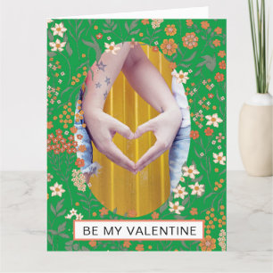 SEIEN SIE MEIN VALENTINE-Foto IN DER Ovalen Blume Dankeskarte