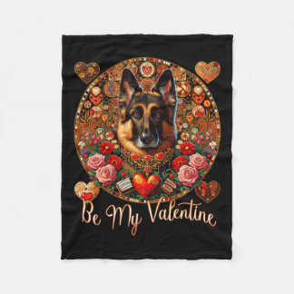 Seien Sie mein Valentine Hund Blume Rotes Herz Tag Fleecedecke
