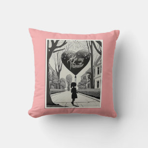 Seien Sie mein Valentine in Manga Style Monochrome Kissen