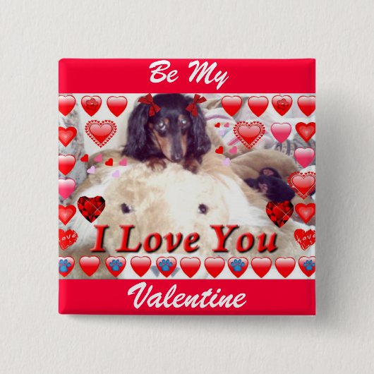 SEIEN SIE MEIN VALENTINE MINI DACKEL SCHALTFLÄCHE BUTTON (Vorderseite)