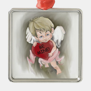 Seien Sie mein Valentine Premium Square Silbernes Ornament