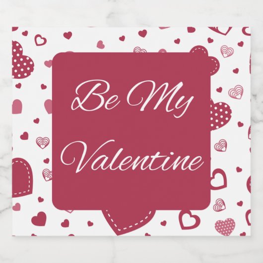 Seien Sie mein Valentine Red Pink Sparkling Weinla Schaumweinetikett (Einzelnes Label)