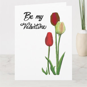 Seien Sie mein Valentine Red & Yellow Tulpendesign Karte
