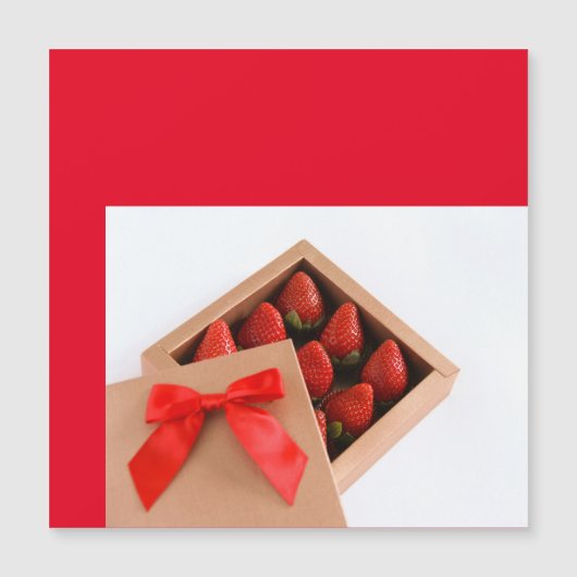 Seien Sie mein Valentine Strawberry Red Bogen Box Magnetkarte (Vorderseite)