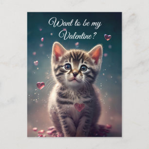 Seien Sie mein Valentine - Sweet Little Kitten Lie Postkarte