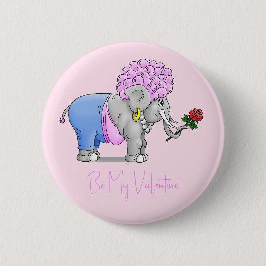 Seien Sie mein ValentinElefant Button (Vorderseite)
