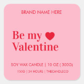 Seien Sie mein Valentinismus | Rote und rosa Kerze Quadratischer Aufkleber (Vorderseite)