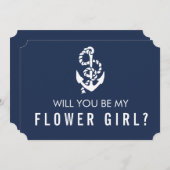 Seien Sie meine BlumenGirl-Karte | Nautische Seile Einladung (Vorne/Hinten)