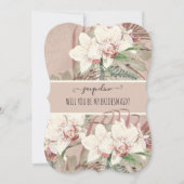 Seien Sie meine Brautjungfrau Blush Pink Tropical Einladung (Vorderseite)