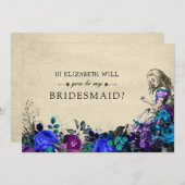 Seien Sie meine Brautjungfrau, dunkle Alice im Wun Einladung (Vorne/Hinten)