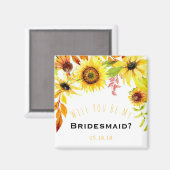 Seien Sie meine Brautjungfrau, rustikale Sonnenblu Magnet (Vorderseite/Rückseite)