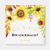 Seien Sie meine Brautjungfrau, rustikale Sonnenblu Magnet (Vorne)