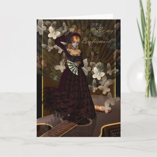 Seien Sie meine Bridesmädchen Spanischer Fantänzer Einladung (Vorderseite)