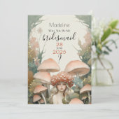 Seien Sie meine Bridesmaid beim Flüstern von Wald- Einladung (Stehend Vorderseite)