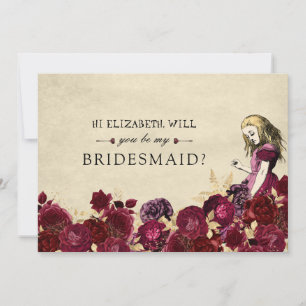 Seien Sie meine Bridesmaid Blumenrote Alice im Wun Einladung