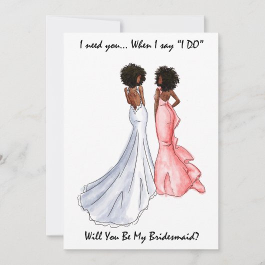 Seien Sie meine Bridesmaid Card - Afro American -  Einladung (Vorderseite)