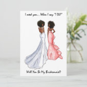 Seien Sie meine Bridesmaid Card - Afro American -  Einladung (Stehend Vorderseite)