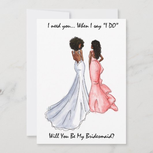 Seien Sie meine Bridesmaid Card - Afro American - Einladung (Vorderseite)
