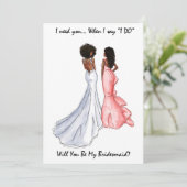 Seien Sie meine Bridesmaid Card - Afro American - Einladung (Stehend Vorderseite)