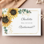 Seien Sie meine Bridesmaid Eucalyptus Sonnenblume Einladung