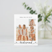Seien Sie meine Bridesmaid Foto Collage Herzkallig Postkarte (Stehend Vorderseite)