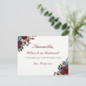 Seien Sie meine Bridesmaid-Karte Burgundi Wasserfa Einladung (Stehend Vorderseite)