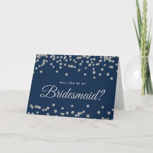 Seien Sie meine Bridesmaid Silver Glitzer Confetti Einladung (Vorderseite)