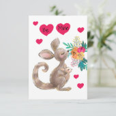 Seien Sie meine Mama & Baby Kangaroo Kinderkarte V RSVP Karte (Stehend Vorderseite)