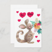 Seien Sie meine Mama & Baby Kangaroo Kinderkarte V RSVP Karte (Vorne/Hinten)