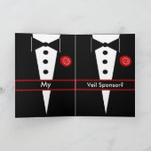 Seien Sie meine Schleiersponsorkarte mit Tux und R Einladung (Innenseite)