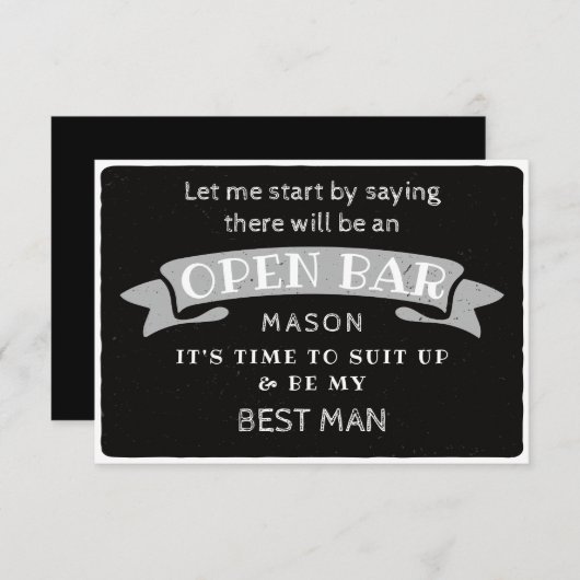 Seien Sie meine Trauzeuge Card - Funny Open Bar Dankeskarte (Vorne/Hinten)