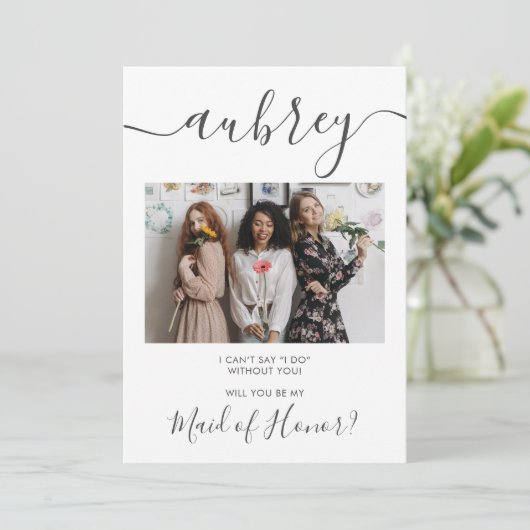 Seien Sie meine Trauzeugin Foto Moderne Einladung (Stehend Vorderseite)