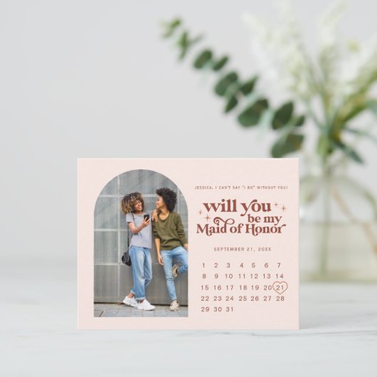 Seien Sie meine Trauzeugin | Foto und Kalender Ankündigung (Stehend Vorderseite)