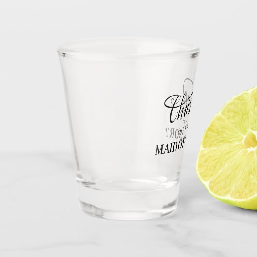 Seien Sie meine Trauzeugin handgeschriebene Swashk Schnapsglas (Links)