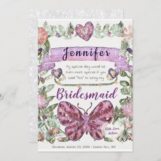 Seien Sie meine Trauzeugin im Herzen Einladung (Vorne/Hinten)