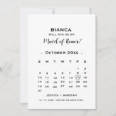 Seien Sie meine Trauzeugin Kalendervorlage Karte (Vorderseite)