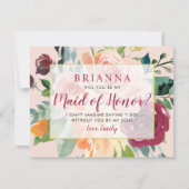 Seien Sie meine Trauzeugin Rustikale Burgunder-Blu Einladung (Vorderseite)