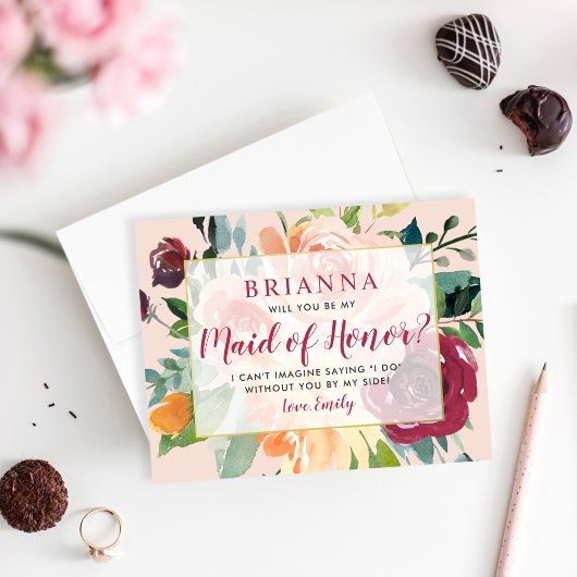 Seien Sie meine Trauzeugin Rustikale Burgunder-Blu Einladung