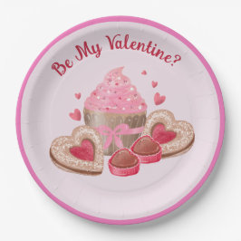 Seien Sie meine Valentine Cup Kuchen, Cookies und  Pappteller
