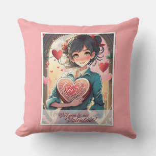 Seien Sie meine Valentine im Manga Style 31470 Kissen