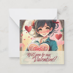 Seien Sie meine Valentine im Manga Style 31470 Mitteilungskarte