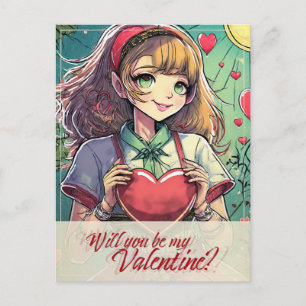 Seien Sie meine Valentine im Manga Style 33419 Feiertagspostkarte