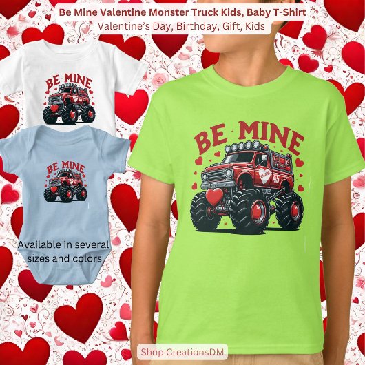 Seien Sie meine Valentine Monster Truck Kids, Baby T-shirt