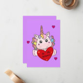 Seien Sie meine Valentine Niedliche Einhornkarte V Mitteilungskarte (Vorderseite/Rückseite Beispiel)