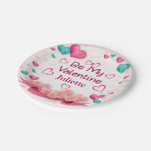Seien Sie meine Valentine Personalisiert Paper Tel Pappteller (Schrägansicht)