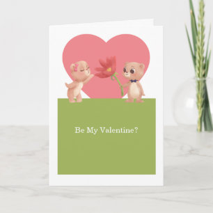 Seien Sie meine Valentine Teddybären mit Blume Feiertagskarte