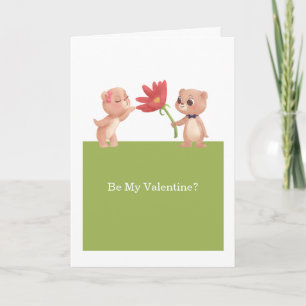Seien Sie meine Valentine Teddybären mit Blume Feiertagskarte