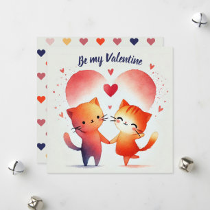 Seien Sie meine Valentine Wasserfarbenkarte Orange Feiertagskarte