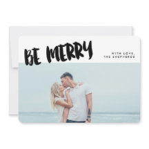 Seien Sie Merry Brush Script Holiday Foto Card